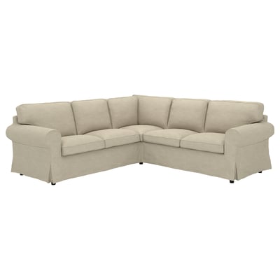EKTORP Fodera per divano angolare, 4 posti, Hemmesta beige chiaro