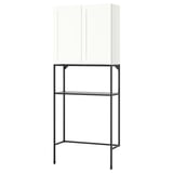 Un mobile contenitore ikea ENHET bianco, con mobile e supporto in metallo, che combina funzionalità e design elegante.