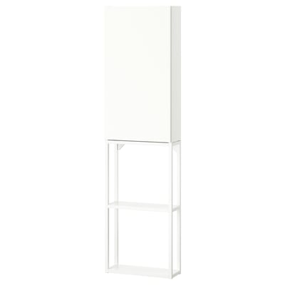 ENHET bianco: alto, sottile, mix di ripiani aperti e aperti per la cucina o il bagno.
