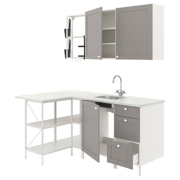 Lavello Cucina Angolare Ikea.Enhet Cucina Angolare Bianco Grigio Cornice Ikea It
