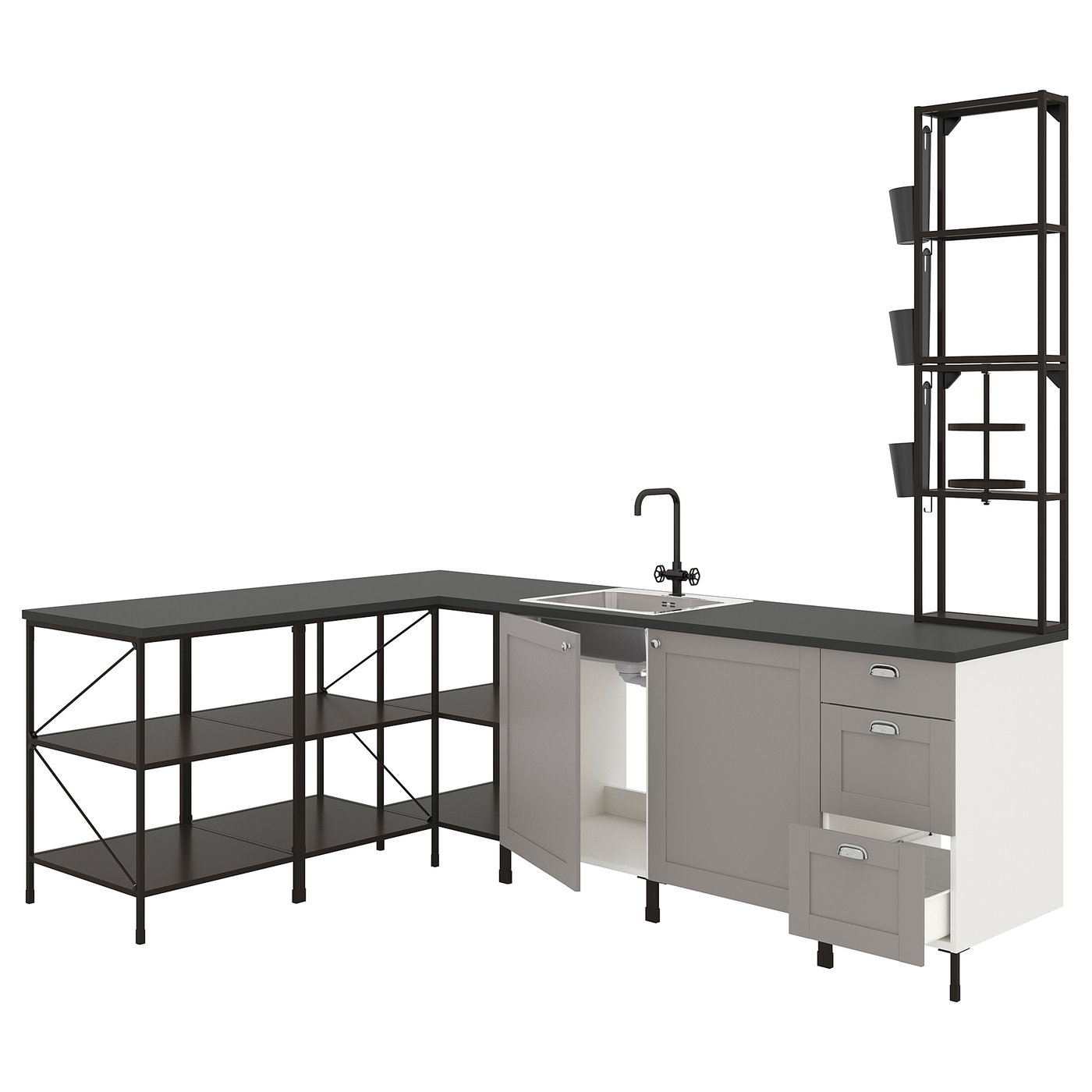 ENHET Cucina angolare - antracite/grigio cornice - IKEA IT