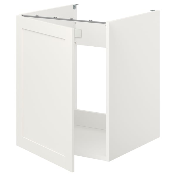 ENHET mobile da cucina bianco, forma quadrata, design semplice, per lavello/rubinetto.