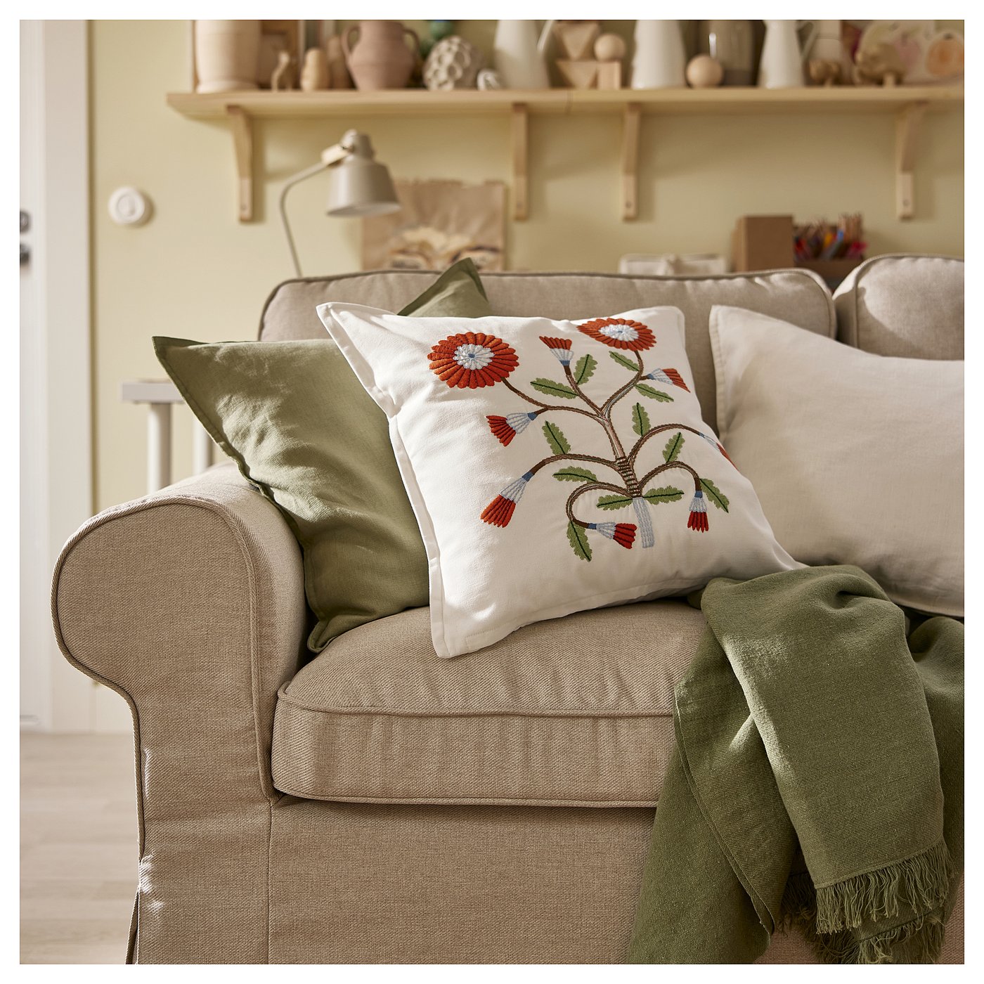 Indiano Fodere Cuscini 40x40 Cm – Patchwork Ricamato In Broccato Arancione, 2 Pezzi (Solo Federe)