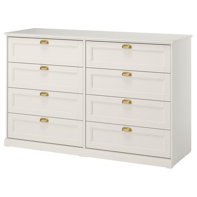 FÅGELFJÄLLET Cassettiera con 8 cassetti, bianco sporco, 160x51x101 cm