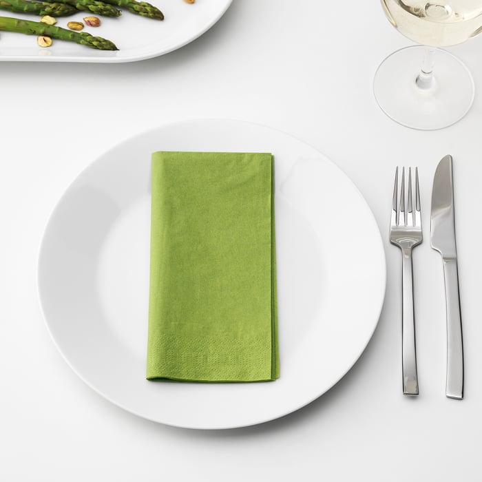 IKEA FANTASTISK Tovaglioli Di Carta Turchese - 200 Pezzi, 3 Strati, Assorbenti