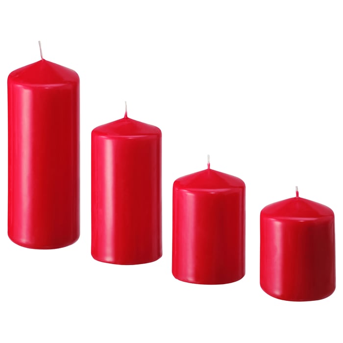 Set Di 20 Candele Lysarion Loberon | Colore Rosso | Altezza 18 Cm | Inodore | Lunga Durata