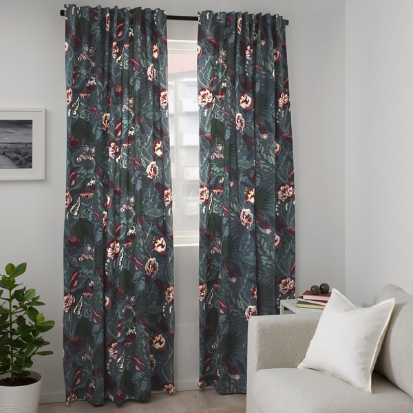 Filodendron Tessuto A Metraggio Blu Scuro Motivo Floreale Ikea It