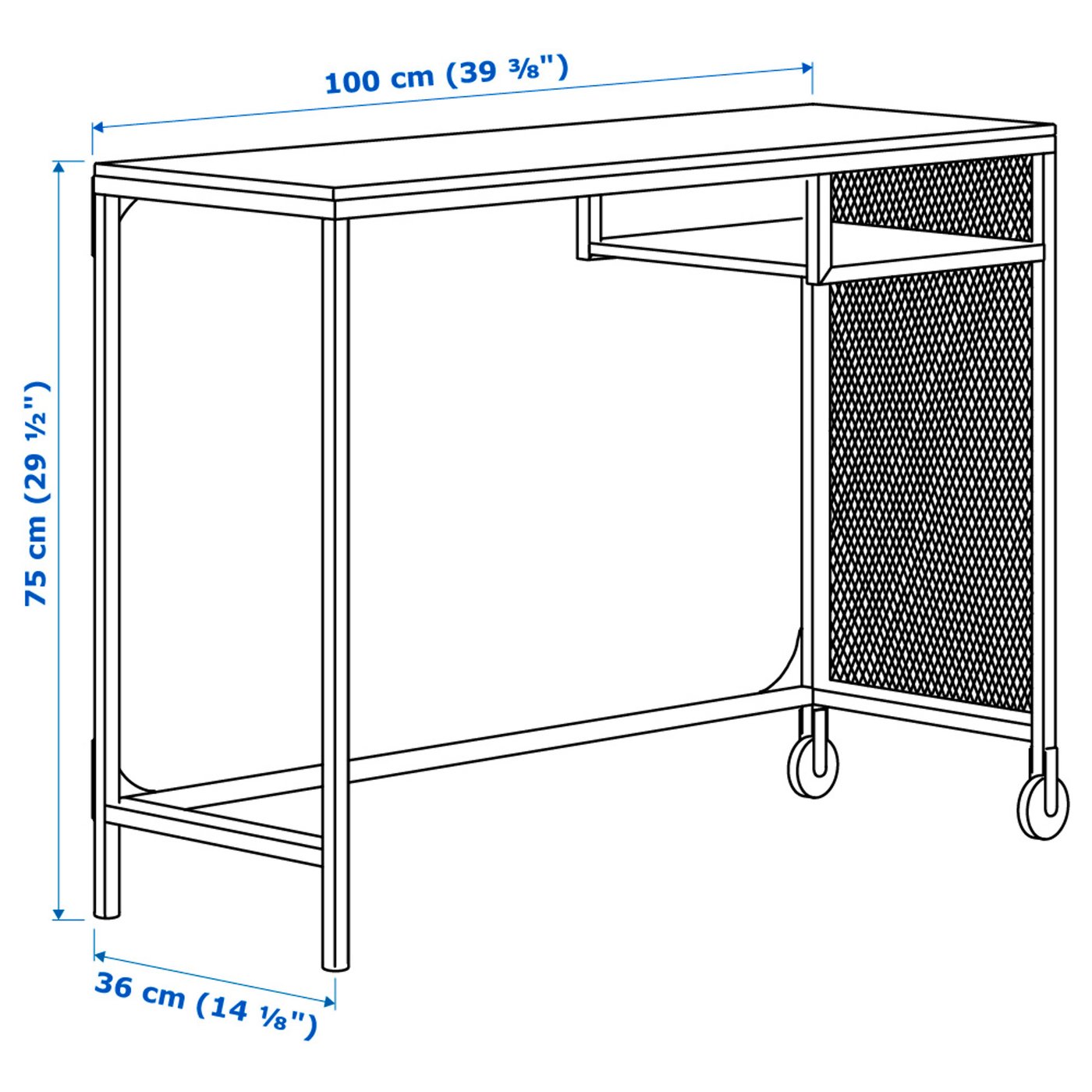 FJÄLLBO Tavolo per PC portatile, nero, 100x36 cm - IKEA IT