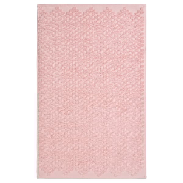 FJÄLLKATTFOT tappetino da bagno rosa pallido, rettangolare, morbida spugna di cotone con motivo testurizzato.