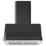 Moderna cappa da cucina nera con design elegante e illuminazione a led.