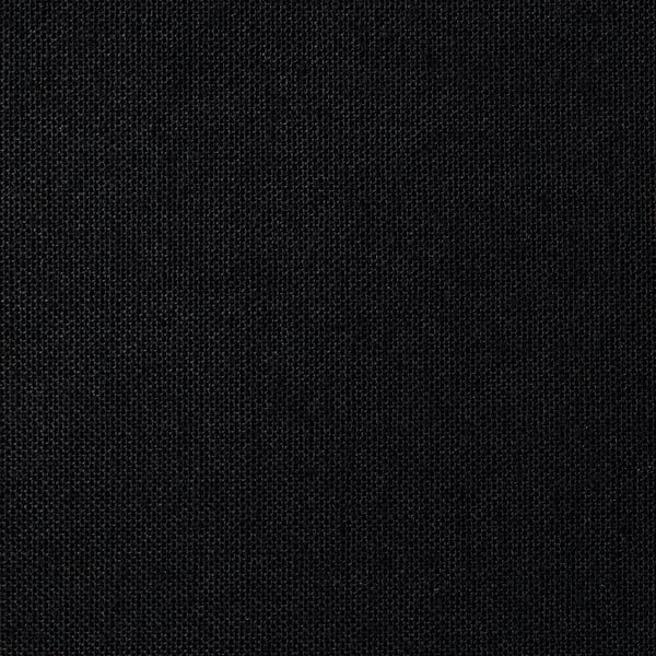 Tessuto nero liscio e uniforme, a trama fitta, che blocca la luce e offre privacy.