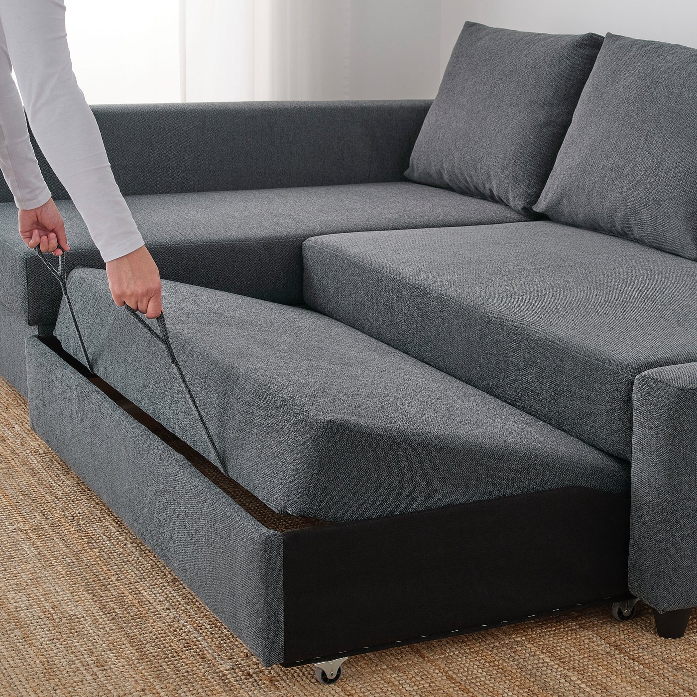 Friheten Divano Letto Angolare Contenitore Hyllie Grigio Scuro Ikea It