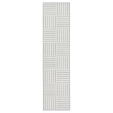 Tappetino da cucina GATUSEKTION a righe grigie e bianche, rettangolare, lavabile in lavatrice.