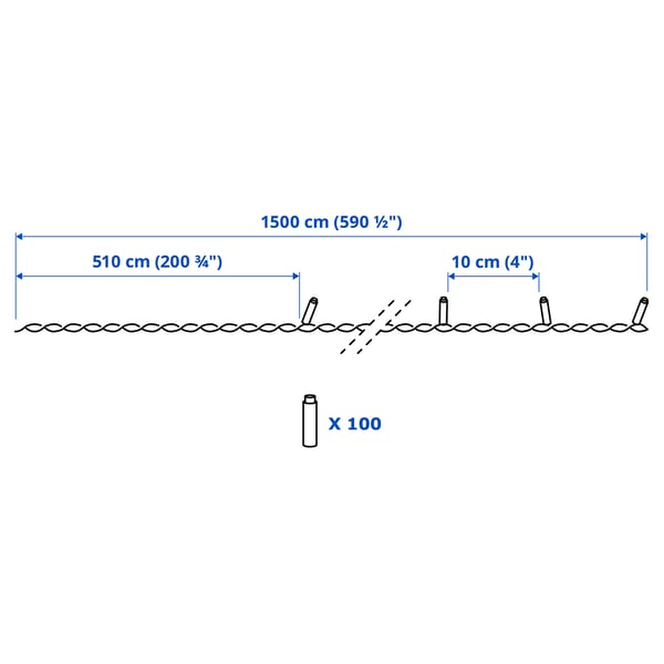 GETKÅL Illuminazione a LED, da esterno, 15 m