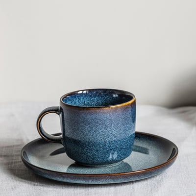 Tazza In Ceramica Smaltata Sailor Skull 400 Ml - Blu, Lavabile In Microonde E Lavastoviglie