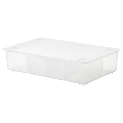 Scatola GLIS in plastica bianca, impilabile, rettangolare, con coperchio per organizzare piccoli oggetti.