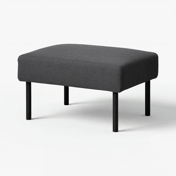Sgabello in tessuto grigio GLOSTAD, forma quadrata, gambe nere.