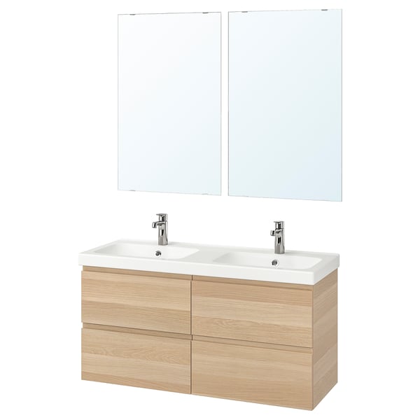 GODMORGON / ODENSVIK Set arredo bagno, 6 pezzi - effetto rovere con mordente bianco, Miscel ...