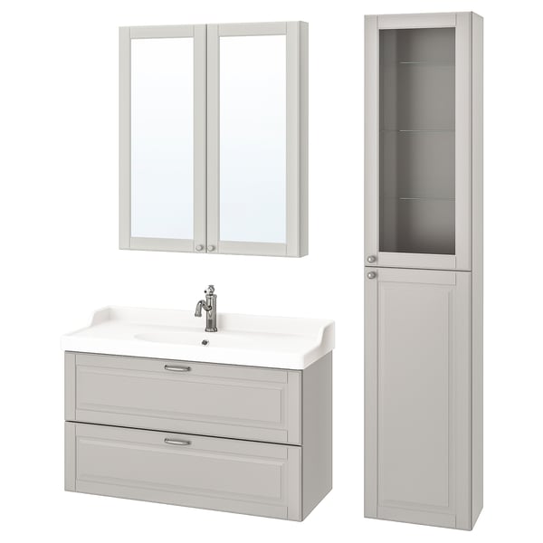 GODMORGON / RÄTTVIKEN Set arredo bagno, 5 pezzi - Kasjön grigio chiaro, Miscel Hamnskär - IKEA