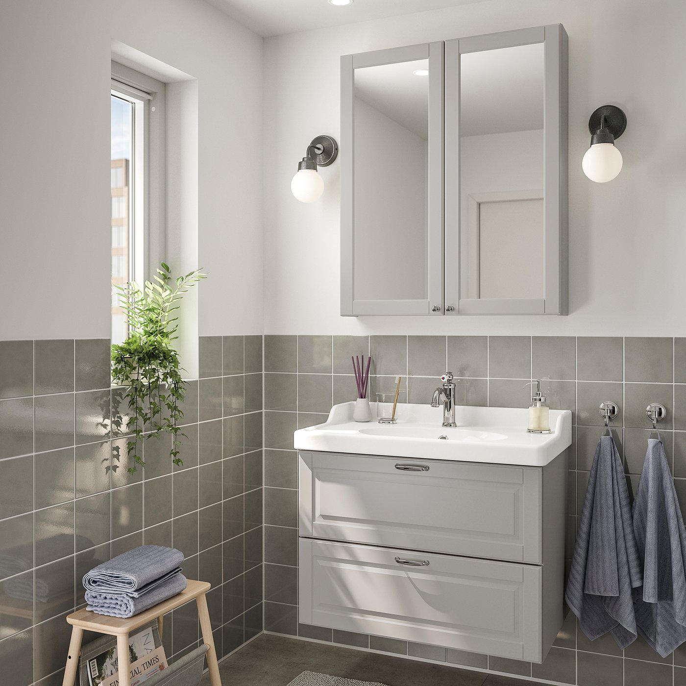 Godmorgon Rattviken Set Arredo Bagno 4 Pezzi Kasjon Grigio Chiaro Miscel Hamnskar Ikea It