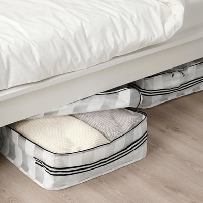 Custodia sotto il letto, facile da trasportare, parte superiore trasparente, per riporre vestiti o biancheria.