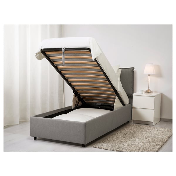 GRESSVIK Fodera per letto con testiera - Nordvalla grigio ...