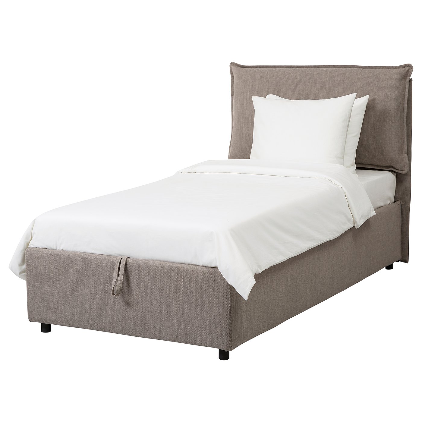 gressvik fodera per letto con testiera nolhaga grigio beige 90x200 cm