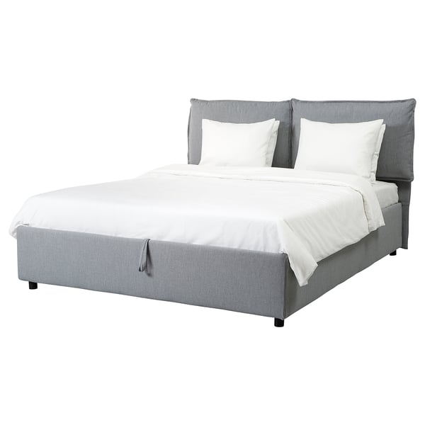 gressvik fodera struttura letto 2 cuscini nordvalla grigio fumo 140x200 cm