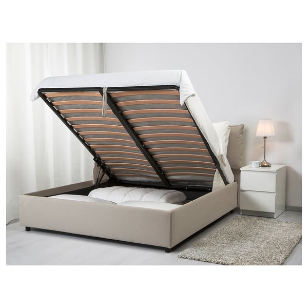 gressvik fodera struttura letto 2 cuscini orrsta beige 160x200 cm