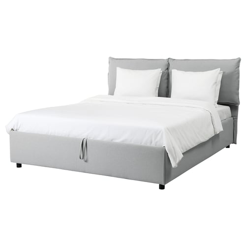 gressvik struttura letto con contenitore grigio chiaro 160x200 cm