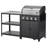 Immagine Set da cucina da esterno GRILLSKÄR - barbecue a gas e unità di stoccaggio, nero e argento.