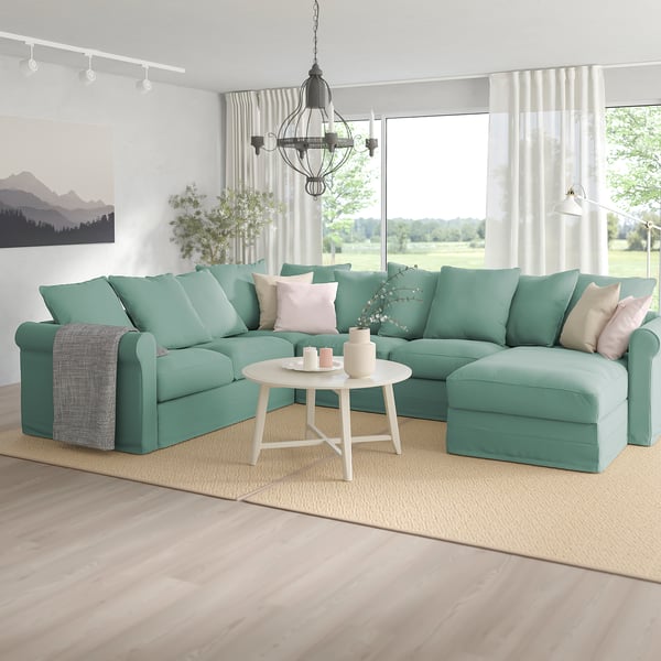 Gronlid Divano Angolare A 5 Posti Con Chaise Longue Ljungen Verde Chiaro Ikea It