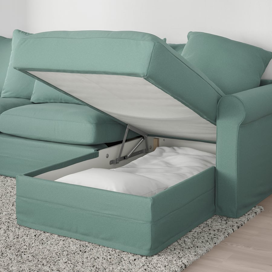 GRÖNLID divano letto 3 posti/chaiselongue, Ljungen verde chiaro IKEA