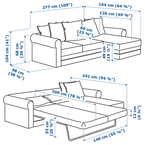 Gronlid Divano Letto A 3 Posti Con Chaise Longue Sporda Grigio Scuro Ikea It