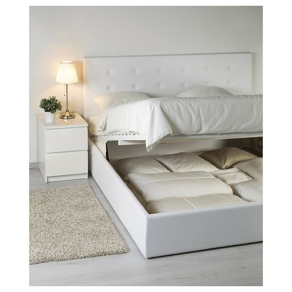 gvarv struttura letto con contenitore idhult bianco 140x200 cm