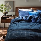 HAMPFLOCKEL Copripiumino e federa, blu scuro, 150x200/50x80 cm