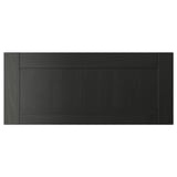 HANVIKEN Frontale cassetto nero-marrone, design rettangolare piatto, realizzato in fibra di legno e bordo in plastica.
