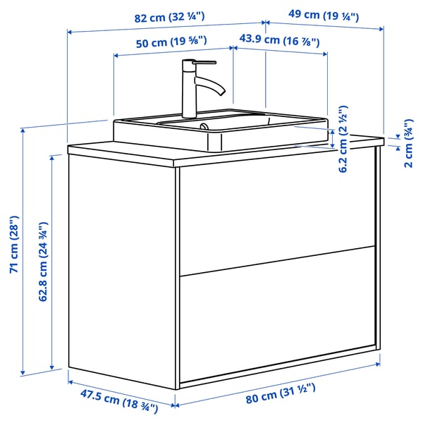 Illustrazione con le misure del prodotto: HAVBÄCK.