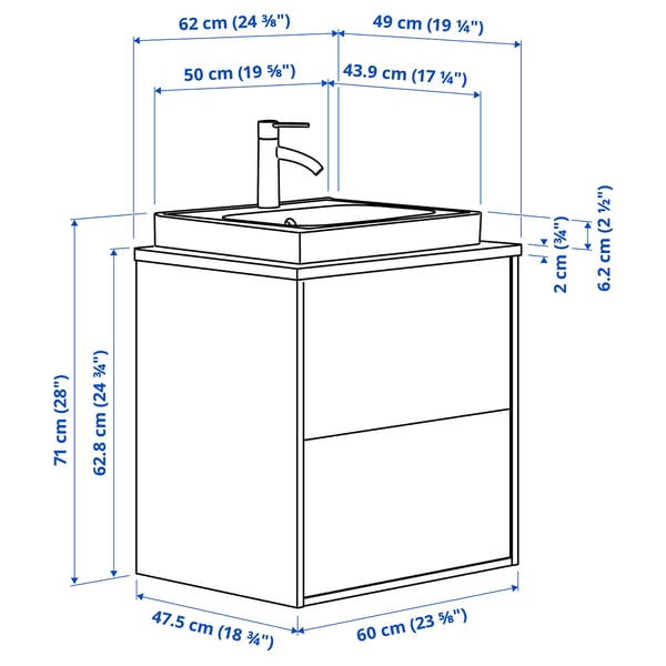 Illustrazione con le misure del prodotto: HAVBÄCK.