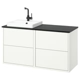 Mobile lavabo bagno moderno bianco con piano in marmo nero.
