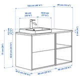 Illustrazione con le misure del prodotto: HAVBÄCK.