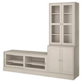 HAVSTA panca tv beige, mobile, armadio con ante in vetro pino finitura rustica