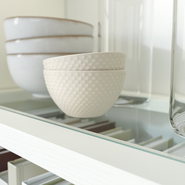 Mobiletto Con Ante In Vetro Bianco 68x37x75,5 Cm – Legno Multistrato, Carico Max 60 Kg, Ideale Per Soggiorno O Camera