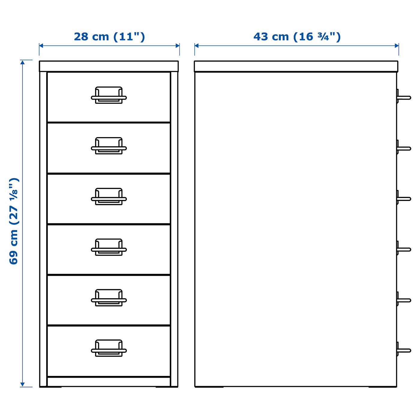 Ikea Helmer Cassettiera Ufficio Con Rotelle Nero 28x69 Cm