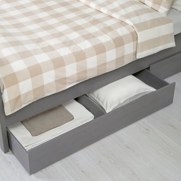 hemnes set di 2 contenitori sottoletto grigio trattato con mordente 200 cm