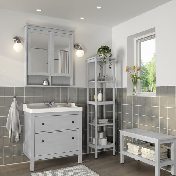 Hemnes Rattviken Set Arredo Bagno 5 Pezzi Grigio Miscel Runskar Ikea It