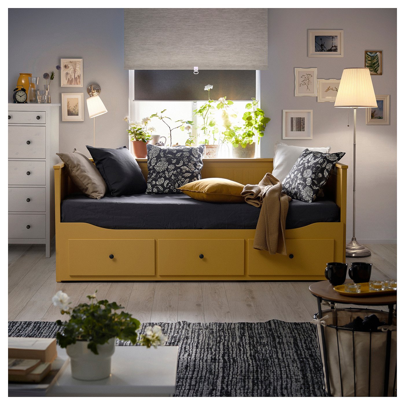 Gecheer Divano Letto 3 Posti In Pino Massello Con 5 Cassetti - Misura Letto 90x200cm, Multifunzionale Per Ospiti