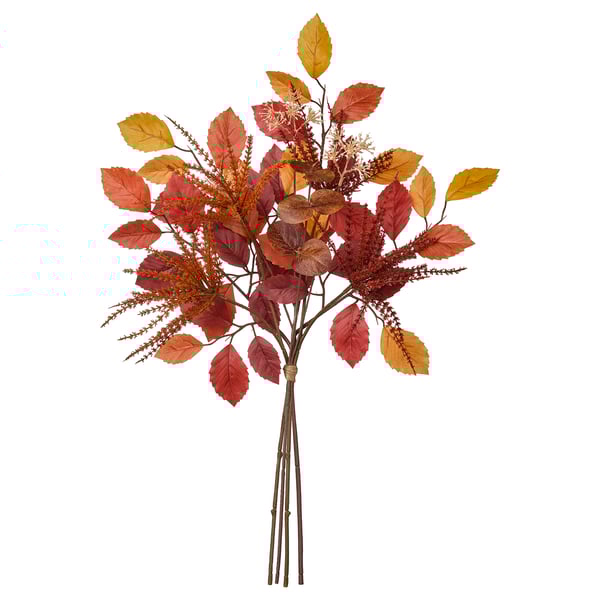 Bouquet HÖSTAGILLE: ricchi colori autunnali, fiori artificiali, materiali riciclati, forma naturale.