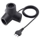 Prolunga HORNFELS nera a 4 vie; a forma di Y, policarbonato riciclato, cuscinetto in silicone; Design divertente e non bloccante.