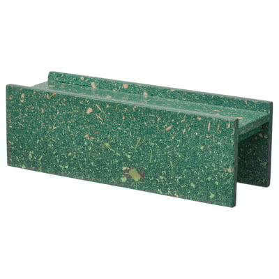 Organizer da cucina maculato verde, rettangolare, realizzato con particelle di bambù.